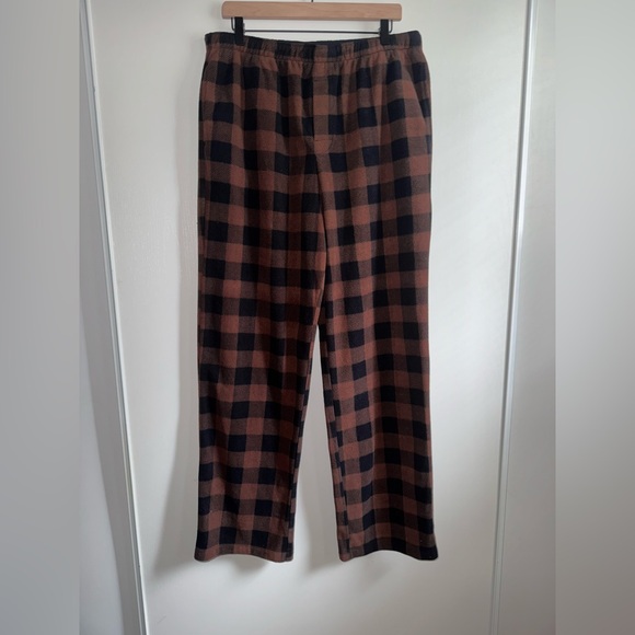 Skims Brown Plaid Polyester Fleece Pajama Set Women’s Size Large - Picture 8 of 13